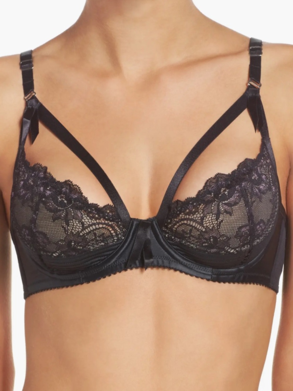 Dita Von Teese Madame X Demi Bra 34C Black Lace Underwire NWT $75 Balconette